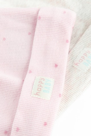 2 bonnets à oreilles - Rose et gris clair chiné