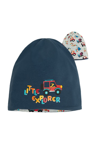 Bonnet réversible - Bleu marine et gris clair