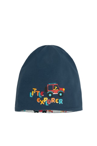 Bonnet réversible - Bleu marine et gris clair