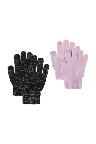 2 paires de gants - Noir chiné et rose clair
