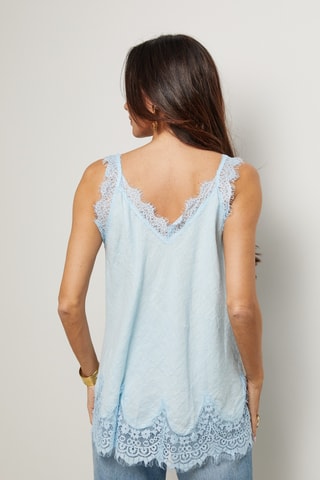 Top - 100 % lino - Azul