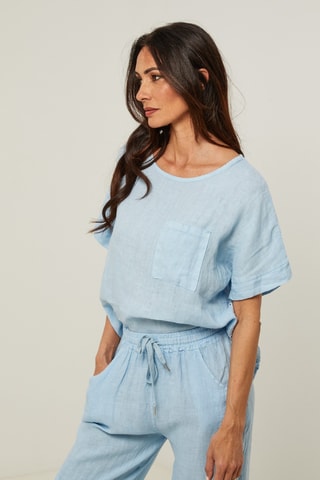Blusa - 100 % lino - Azul