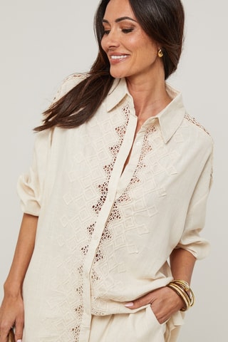 Camisa e calções em linho - Bege