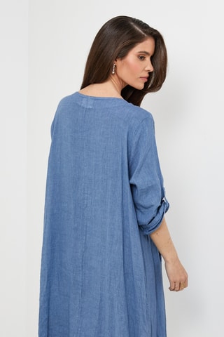Vestido em linho - Azul