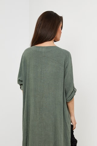 Vestido em linho - Caqui