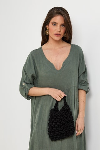 Vestido em linho - Caqui
