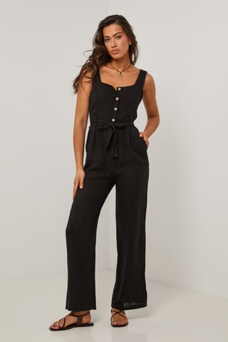 Jardineiras - Preto - 100% linho