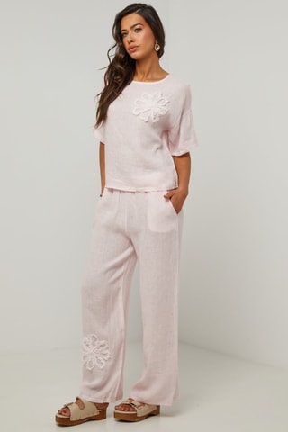 Pantalón evasé de lino  -  100 % lino
