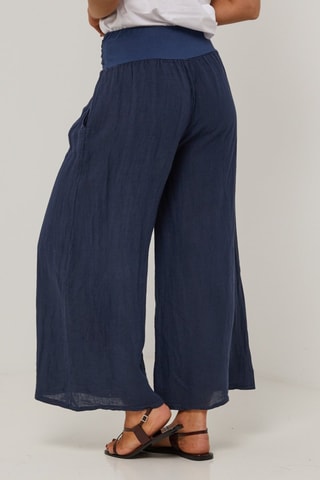 Pantalón  -  100 % lino - Azul marino