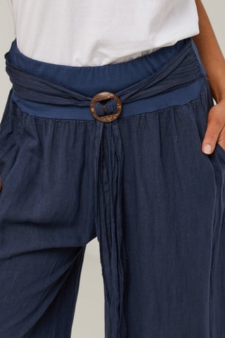 Pantalón  -  100 % lino - Azul marino