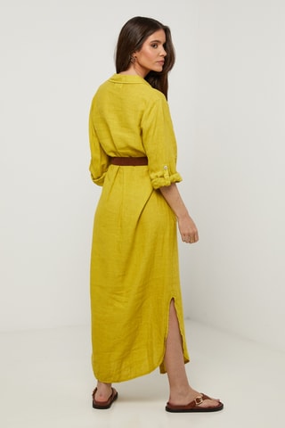 Vestido-camisa em linho - Laranja