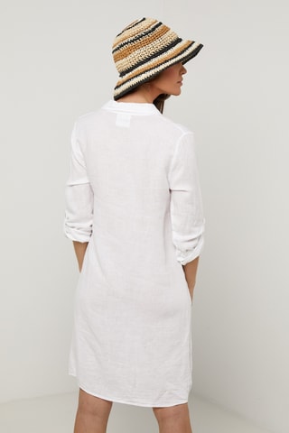 Vestido camisero de lino - Blanco