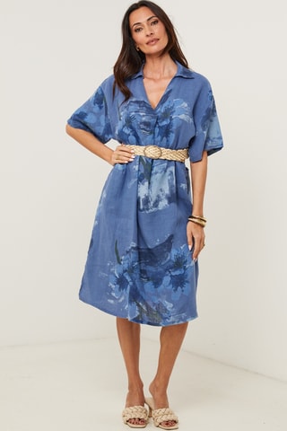Vestido de lino - Azul