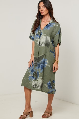 Vestido em linho - Caqui