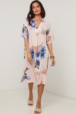 Vestido em linho - Rosa