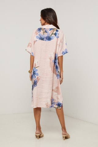 Vestido em linho - Rosa