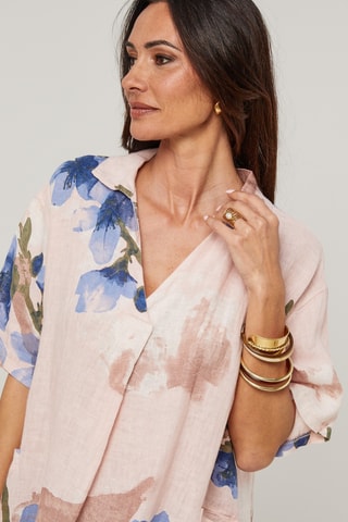 Vestido em linho - Rosa