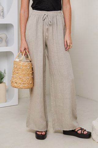 Pantalón de lino - Beige