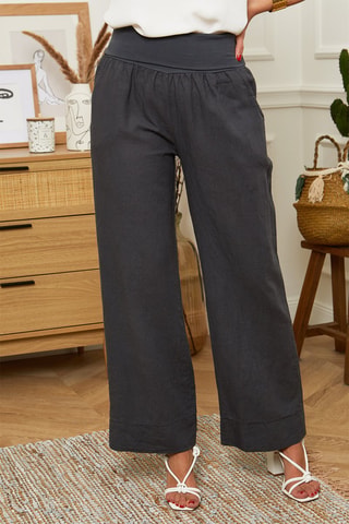 Pantalón wide leg  -  100 % lino