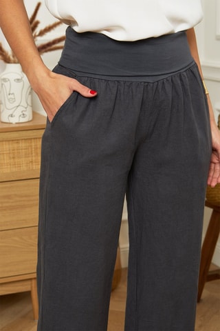Pantalón wide leg  -  100 % lino
