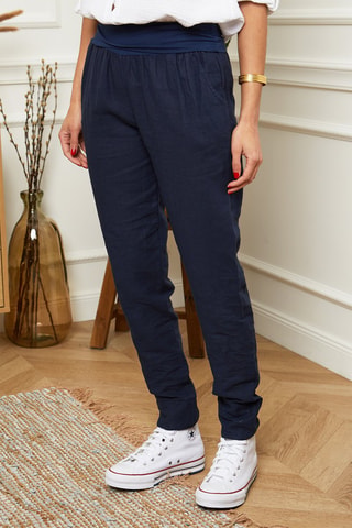 Pantalón carrot  -  100 % lino