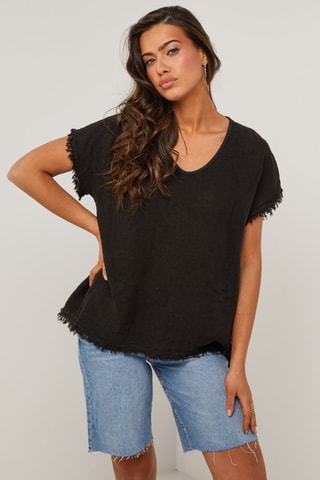 Top de lino  -  100 % lino - Negro