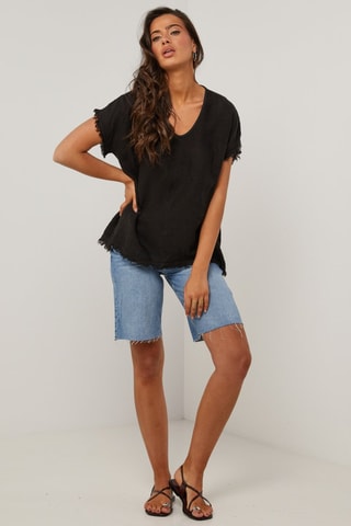 Top de lino  -  100 % lino - Negro