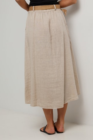 Falda larga de lino  -  100 % lino - Beige