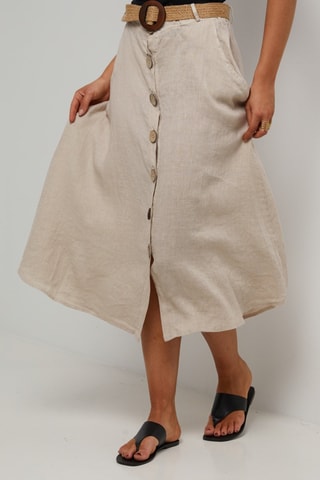 Falda larga de lino  -  100 % lino - Beige