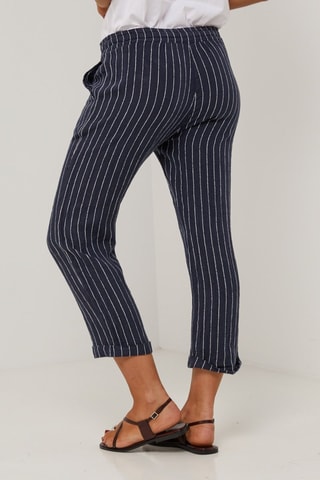 Pantalón  -  100 % lino - Azul marino