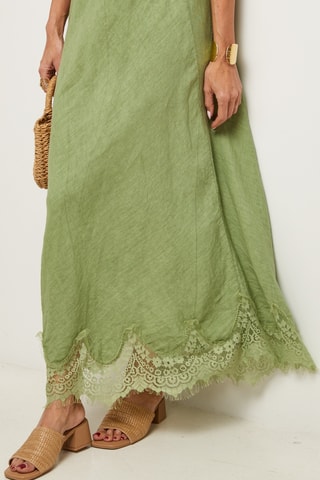 Falda larga - 100 % lino - Verde