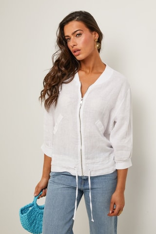 Chaqueta  -  100 % lino - Blanco