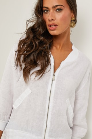 Chaqueta  -  100 % lino - Blanco