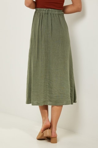 Falda  -  100 % lino - Verde