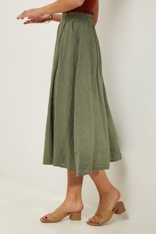 Falda  -  100 % lino - Verde