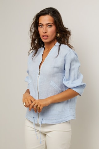 Chaqueta  -  100 % lino - Azul