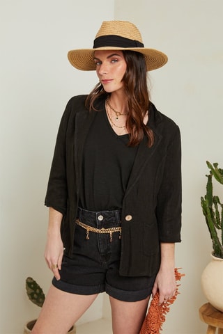Blazer - 100 % lino - Negro