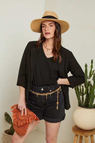 Blazer - 100 % lino - Negro