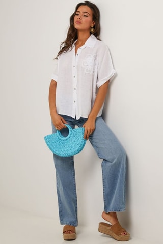 Camisa  -  100 % lino - Blanco