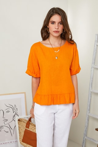 Top - 100 % lino - Naranja