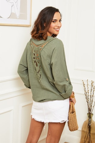 Camisa  -  100 % lino - Caqui