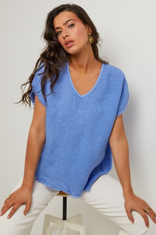 Top de lino  -  100 % lino - Azul
