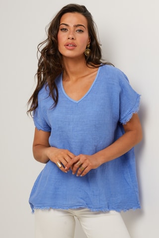 Top de lino  -  100 % lino - Azul