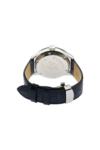 Montre à quartz en cuir Giromondo - Bleu nuit et argenté