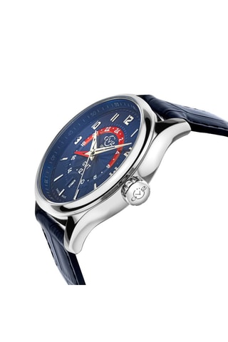 Montre à quartz en cuir Giromondo - Bleu nuit et argenté