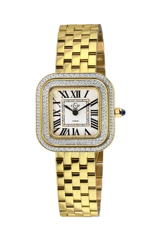 Montre à quartz en acier plaqué or jaune et diamants Bellagio