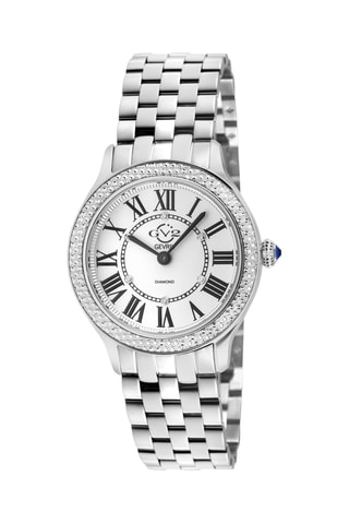 Montre à quartz en acier et diamants
