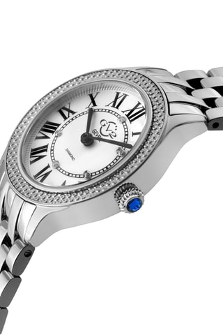 Montre à quartz en acier et diamants