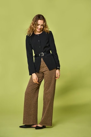 Vaquero wide leg de tiro alto - Marrón claro y negro