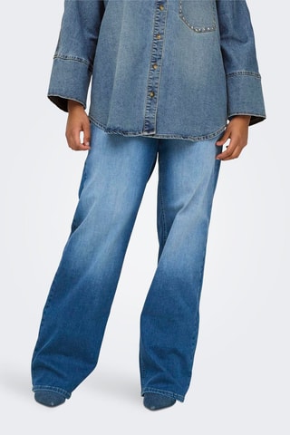 Pantalón wide leg de algodón orgánico de tiro alto - Azul claro